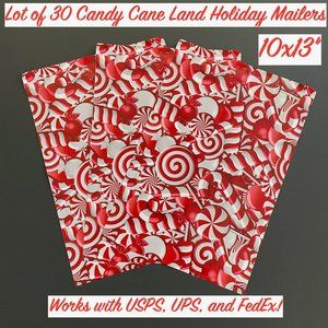 30 10x13" Candy Cane Land Holiday Poly Mailers!